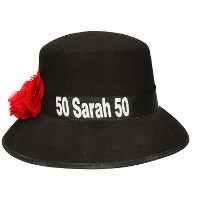 Folat Sarah hoedje   zwart   50 jaar   verkleed artikelen   Sarah pop   verjaardag