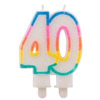 Folat Taartkaarsjes 40 jaar   multicolor   verjaardag/jubileum   glitter