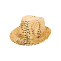 Folat Trilby hoedje   goud glitters   volwassenen   gleufhoedje   feesthoed   goud thema