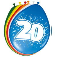 Folat verjaardag ballonnen   thema 20 jaar leeftijd   8x stuks   30 cm   versiering