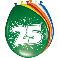 Folat Verjaardag leeftijd ballonnen 25 jaar   8x   multi   25 cm   feestartikelen/versieringen