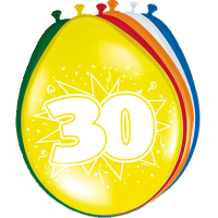 Folat Verjaardag leeftijd ballonnen 30 jaar   8x   multi   30 cm   feestartikelen/versieringen