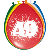 Folat Verjaardag leeftijd ballonnen 40 jaar   8x   multi   40 cm   feestartikelen/versieringen