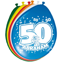 Folat Verjaardag leeftijd ballonnen 50 jaar   8x   multi   50 cm   Abraham   versiering