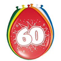 Folat Verjaardag leeftijd ballonnen   60 jaar   8x stuks   mix kleuren   feestartikelen/versiering