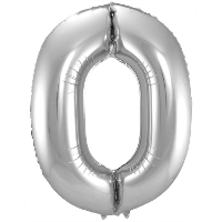 Folat Verjaardag Leeftijd folieballon   0 jaar   zilver   86 cm   cijferballon groot