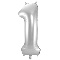 Folat Verjaardag Leeftijd folieballon   1 jaar   zilver   86 cm   cijferballon groot