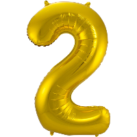Folat Verjaardag Leeftijd folieballon   2 jaar   goud   86 cm   cijferballon groot