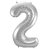 Folat Verjaardag Leeftijd folieballon   2 jaar   zilver   86 cm   cijferballon groot