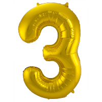 Folat Verjaardag Leeftijd folieballon   3 jaar   goud   86 cm   cijferballon groot