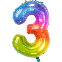 Folat Verjaardag Leeftijd folieballon   3 jaar   multi kleur   86 cm   cijferballon groot