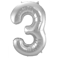 Folat Verjaardag Leeftijd folieballon   3 jaar   zilver   86 cm   cijferballon groot