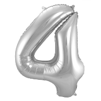 Folat Verjaardag Leeftijd folieballon   4 jaar   zilver   86 cm   cijferballon groot
