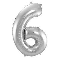 Folat Verjaardag Leeftijd folieballon   6 jaar   zilver   86 cm   cijferballon groot