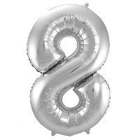 Folat Verjaardag Leeftijd folieballon   8 jaar   zilver   86 cm   cijferballon groot