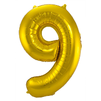 Folat Verjaardag Leeftijd folieballon   9 jaar   goud   86 cm   cijferballon groot
