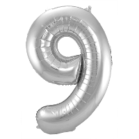 Folat Verjaardag Leeftijd folieballon   9 jaar   zilver   86 cm   cijferballon groot