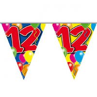 Folat Verjaardagsfeest vlaggen   12 jaar   Leeftijd vlaggenlijn   kunststof   10 meter