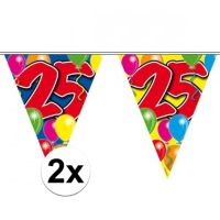 Versiering   2x   vlaggenlijn/vlaggetjes/slinger   25 jaar   thema   10 meter