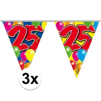 Versiering   3x   vlaggenlijn/vlaggetjes/slinger   25 jaar   thema   10 meter