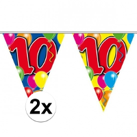 Folat vlaggenlijn 10 jaar   2x   kunststof   10 meter   leeftijd vlaggenlijn   verjaardag