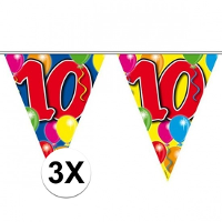 Folat vlaggenlijn 10 jaar   3x   kunststof   10 meter   leeftijd vlaggenlijn   verjaardag