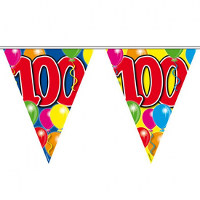 Vlaggenlijn 100 jaar   10 meter   plastic   Leeftijd   100e verjaardag   versiering