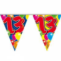 Vlaggenlijn 13 jaar   10 meter   plastic   leeftijd versiering   13e verjaardag