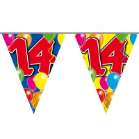 Vlaggenlijn 14 jaar   10 meter   plastic   leeftijd versiering   vlaggetjes