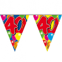 Vlaggenlijn 40 jaar   10 meter   plastic   leeftijd versiering   40e verjaardag