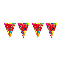 Vlaggenlijn 95 jaar feest decoratie   10 meter   verjaardag hangversiering   ballonnen thema