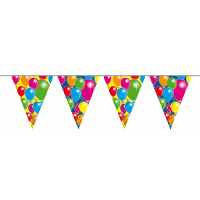Vlaggenlijn met ballonnen print   verjaardag   10 meter   plastic   feestelijk