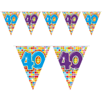 Folat Vlaggenlijn/Slinger   40 jaar   3 m   verjaardag   mini vlaggen