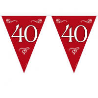 Vlaggenlijnen 40 jaar   rood   10 meter   plastic   40e jubileum slingers   versiering
