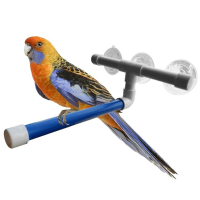 Folding Pet Birds Wall Suction Cup Toys Stand Shower Paw Grinding Perches Parrot Budgie