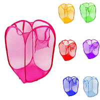 Folding White Mesh Laundry Basket