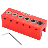 6 Gaten Rechte Gat Boorleidraad Aluminiumlegering Dowel Jig Zelfcentrerende Dowel Jig Voor Ronde En Vierkante Werkstukke