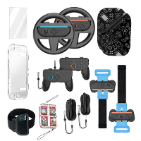 For Switch2 14 in 1 Sports Set Steering Wheel + Grip + Wrist Strap + Mouse + Crystal Shell Tempered Film Set JYS JYS NS2