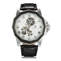 Forsining 567 Black Case Leather Band Mechanical Wrist Watch