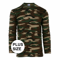 Grote maat/maten camouflage t shirt   voor heren   met lange mouw   groen