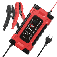 FOXSUR 12V 24V 10A batterijlader met intelligent reparatiescherm voor autos en motorfietsen