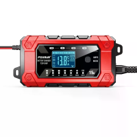 FOXSUR Oplader voor batterijen 12V 24V 15A Slimme oplader voor auto  en motorbatterijen voor loodzuur, LiFePO4, AGM, GEL