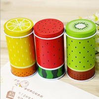 Fresh Fruit Cylinder Mini Storage Tea Box Coffee Tin