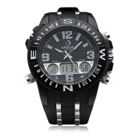 Fs810 Hpolw Big Dial Military Black Stainless Steel Men Wrist Watch