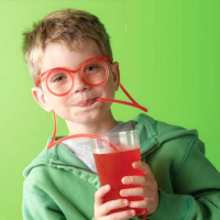 Funny Colorful Soft Glasses Straw Unique Flexible Drinking Tube Kids Party Gift
