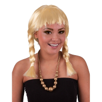 Blonde Heidi damespruik   met korte vlechtjes   carnaval verkleed pruiken   Oktoberfest