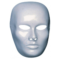 Carnaval verkleed blanco gezicht masker heren   wit   plastic   beschilderbaar
