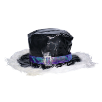 Carnaval verkleed hoed pooier/pimp   zwart glans met pluche   volwassenen