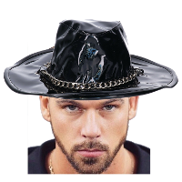 Carnaval verkleed hoed pooier/pimp   zwart glans   volwassenen   leer look