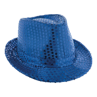 Carnaval verkleed hoedje   Trilby   blauw   glitter pailletten   heren/dames   Carnaval